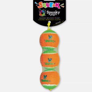 Spunky Pup Halloween 3-Pack Small Petites Orange Green Squeaky Balls ~ Dog Toy